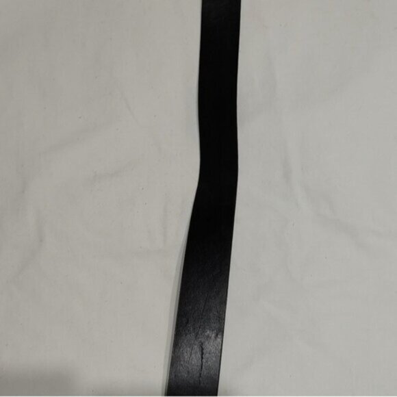 Chicos Black Leather Adjustable Belt w/ Geometric Silvertone Metal Buckle - Picture 6 of 11